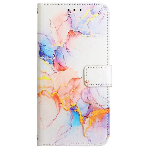 Pattern Printing Leather Series-5 for Oppo A57 (2022) 5G / A77 5G Marble Pattern Phone Guard Case PU Leather Wallet Stand Shell Protective Flip Cover