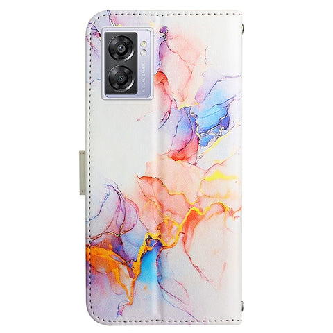 Pattern Printing Leather Series-5 for Oppo A57 (2022) 5G / A77 5G Marble Pattern Phone Guard Case PU Leather Wallet Stand Shell Protective Flip Cover