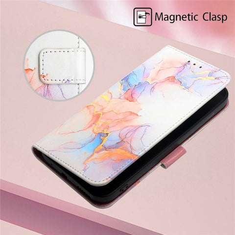 Pattern Printing Leather Series-5 for Oppo A57 (2022) 5G / A77 5G Marble Pattern Phone Guard Case PU Leather Wallet Stand Shell Protective Flip Cover
