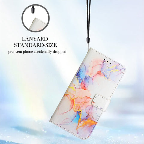 Pattern Printing Leather Series-5 for Oppo A57 (2022) 5G / A77 5G Marble Pattern Phone Guard Case PU Leather Wallet Stand Shell Protective Flip Cover