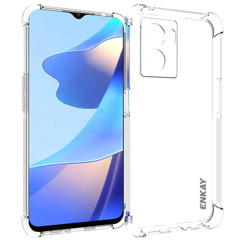 ENKAY HAT PRINCE For Oppo A57 (2022) 5G / A77 5G Clear TPU Phone Cover Bump Proof Thickened Corners Protective Case with Anti-slip Strip Edge