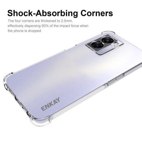 ENKAY HAT PRINCE For Oppo A57 (2022) 5G / A77 5G Clear TPU Phone Cover Bump Proof Thickened Corners Protective Case with Anti-slip Strip Edge