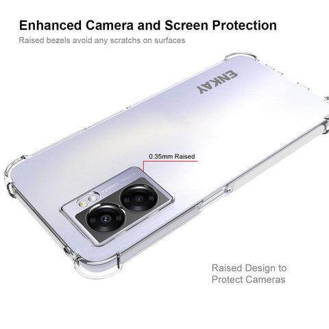 ENKAY HAT PRINCE For Oppo A57 (2022) 5G / A77 5G Clear TPU Phone Cover Bump Proof Thickened Corners Protective Case with Anti-slip Strip Edge