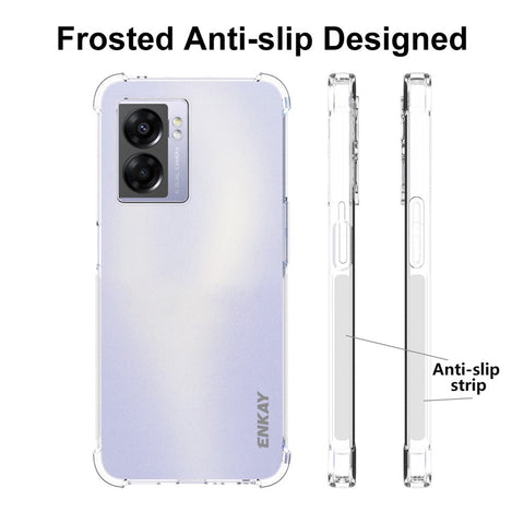 ENKAY HAT PRINCE For Oppo A57 (2022) 5G / A77 5G Clear TPU Phone Cover Bump Proof Thickened Corners Protective Case with Anti-slip Strip Edge