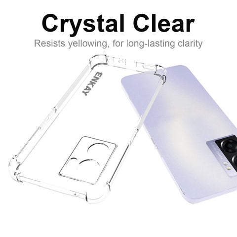 ENKAY HAT PRINCE For Oppo A57 (2022) 5G / A77 5G Clear TPU Phone Cover Bump Proof Thickened Corners Protective Case with Anti-slip Strip Edge