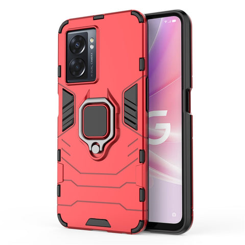 For Oppo A57 (2022) 5G / A77 5G / OnePlus Nord N300 5G Ring Kickstand Rugged Phone Cover Wear-resistant Hard PC Soft TPU Frame Protective Case