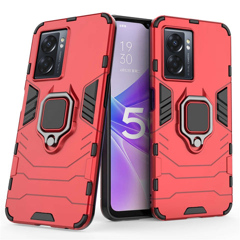For Oppo A57 (2022) 5G / A77 5G / OnePlus Nord N300 5G Ring Kickstand Rugged Phone Cover Wear-resistant Hard PC Soft TPU Frame Protective Case