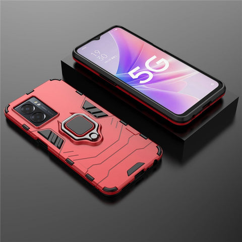 For Oppo A57 (2022) 5G / A77 5G / OnePlus Nord N300 5G Ring Kickstand Rugged Phone Cover Wear-resistant Hard PC Soft TPU Frame Protective Case