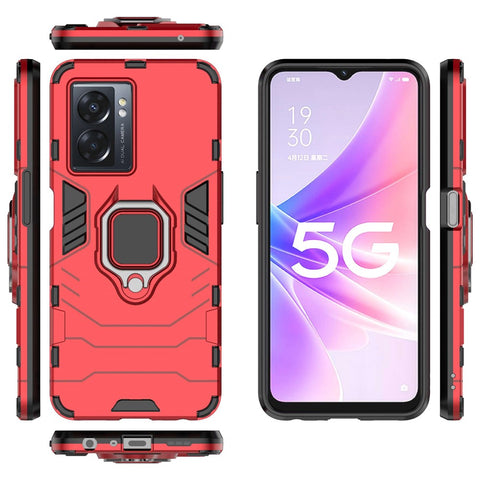 For Oppo A57 (2022) 5G / A77 5G / OnePlus Nord N300 5G Ring Kickstand Rugged Phone Cover Wear-resistant Hard PC Soft TPU Frame Protective Case