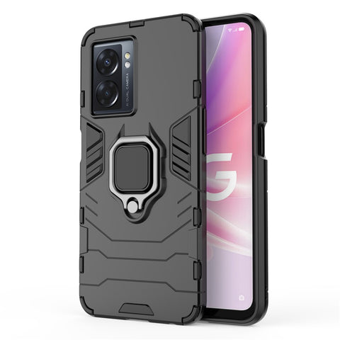For Oppo A57 (2022) 5G / A77 5G / OnePlus Nord N300 5G Ring Kickstand Rugged Phone Cover Wear-resistant Hard PC Soft TPU Frame Protective Case