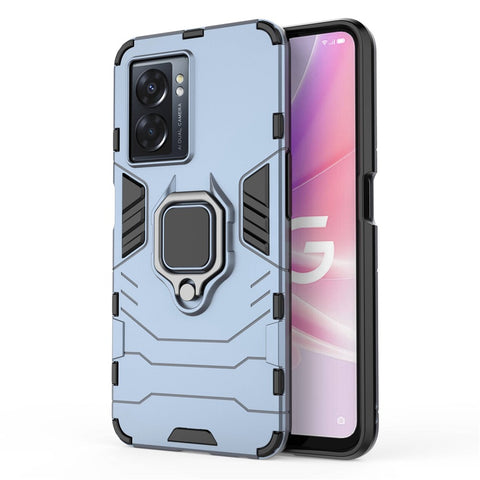 For Oppo A57 (2022) 5G / A77 5G / OnePlus Nord N300 5G Ring Kickstand Rugged Phone Cover Wear-resistant Hard PC Soft TPU Frame Protective Case