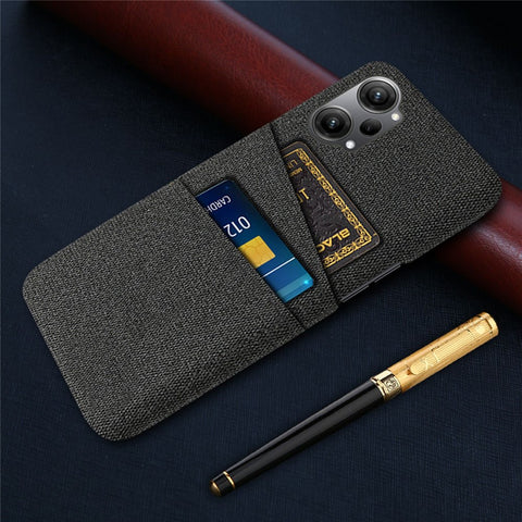 For Oppo K10 Pro 5G Dual Card Slots Cloth + PC Back Case Cloth Texture Protective Phone Cover