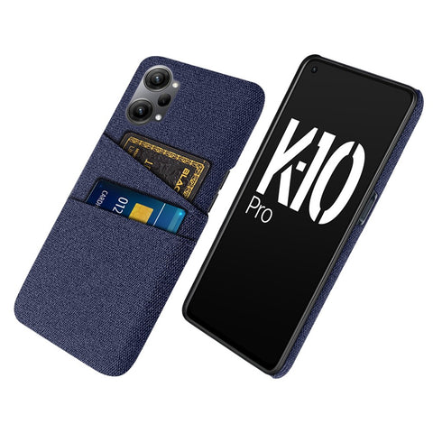 For Oppo K10 Pro 5G Dual Card Slots Cloth + PC Back Case Cloth Texture Protective Phone Cover