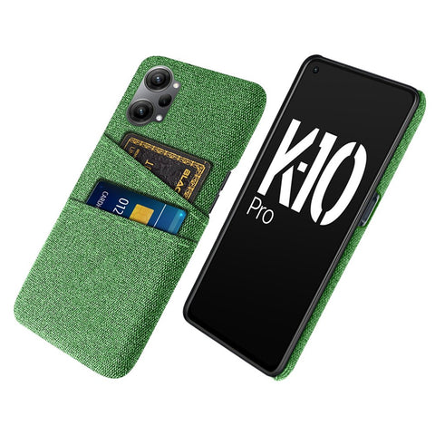 For Oppo K10 Pro 5G Dual Card Slots Cloth + PC Back Case Cloth Texture Protective Phone Cover