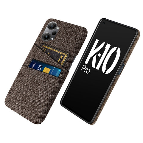For Oppo K10 Pro 5G Dual Card Slots Cloth + PC Back Case Cloth Texture Protective Phone Cover