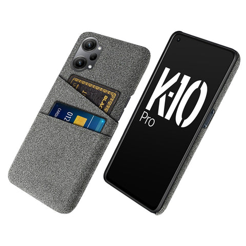 For Oppo K10 Pro 5G Dual Card Slots Cloth + PC Back Case Cloth Texture Protective Phone Cover