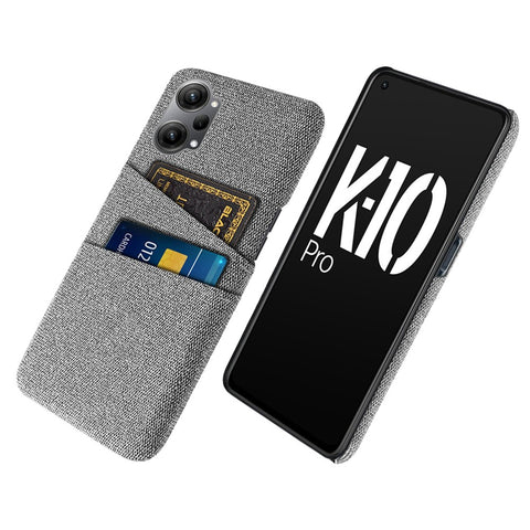 For Oppo K10 Pro 5G Dual Card Slots Cloth + PC Back Case Cloth Texture Protective Phone Cover