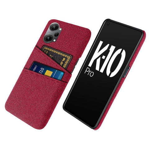 For Oppo K10 Pro 5G Dual Card Slots Cloth + PC Back Case Cloth Texture Protective Phone Cover