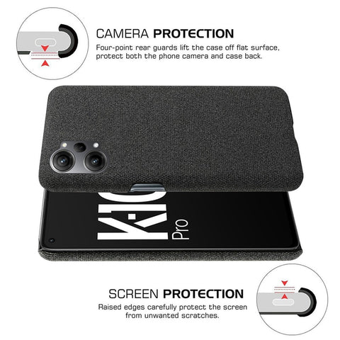 For Oppo K10 Pro 5G Anti-dust Mobile Phone Case Shell Solid Color Hard PC+Cloth Phone Cover