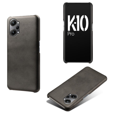 For Oppo K10 Pro 5G Slim Thin Phone Cover Scratch-resistant Textured PU Leather Coated PC Phone Case
