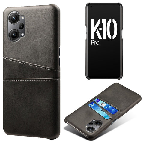For Oppo K10 Pro 5G Anti-fall Phone Case Thin Card Slots Back Case PU Leather Coated Hard PC Cover