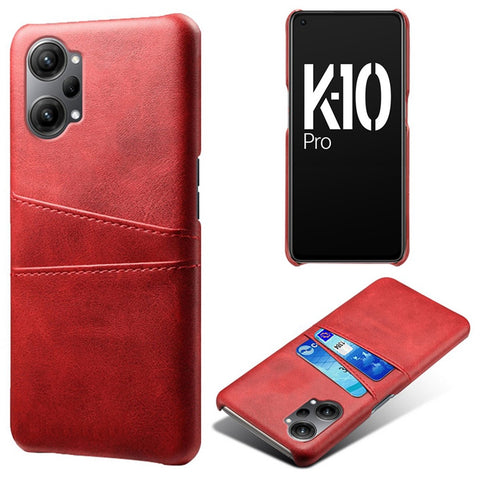 For Oppo K10 Pro 5G Anti-fall Phone Case Thin Card Slots Back Case PU Leather Coated Hard PC Cover