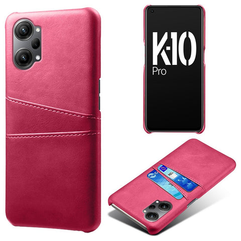 For Oppo K10 Pro 5G Anti-fall Phone Case Thin Card Slots Back Case PU Leather Coated Hard PC Cover
