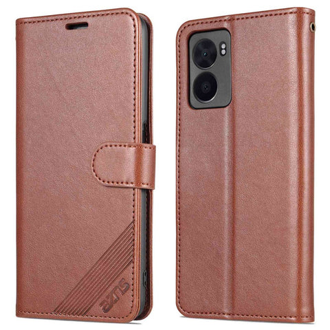 AZNS For Oppo A57 (2022) 5G / A77 5G / OnePlus Nord N300 5G Textured PU Leather Stand Flip Cover Magnetic Closure Shockproof Protective Wallet Case