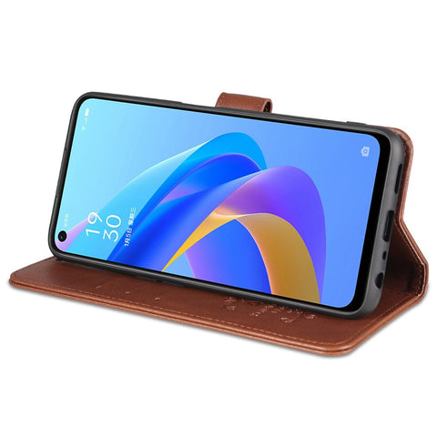 AZNS For Oppo A57 (2022) 5G / A77 5G / OnePlus Nord N300 5G Textured PU Leather Stand Flip Cover Magnetic Closure Shockproof Protective Wallet Case