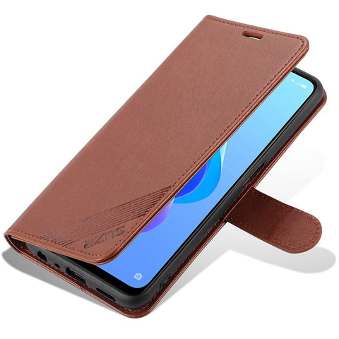 AZNS For Oppo A57 (2022) 5G / A77 5G / OnePlus Nord N300 5G Textured PU Leather Stand Flip Cover Magnetic Closure Shockproof Protective Wallet Case