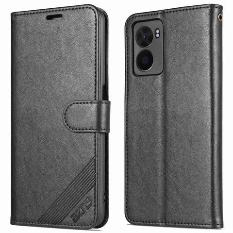 AZNS For Oppo A57 (2022) 5G / A77 5G / OnePlus Nord N300 5G Textured PU Leather Stand Flip Cover Magnetic Closure Shockproof Protective Wallet Case