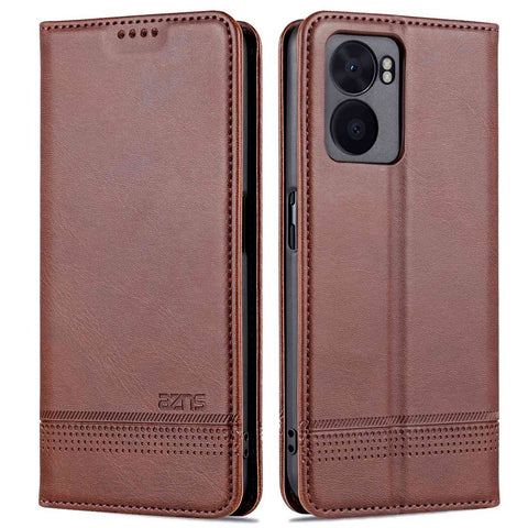 AZNS For Oppo A57 (2022) 5G / A77 5G / OnePlus Nord N300 5G PU Leather Wallet Flip Cover Hidden Magnetic Absorption Stand Folio Phone Case