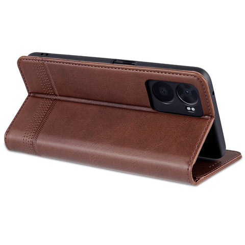 AZNS For Oppo A57 (2022) 5G / A77 5G / OnePlus Nord N300 5G PU Leather Wallet Flip Cover Hidden Magnetic Absorption Stand Folio Phone Case