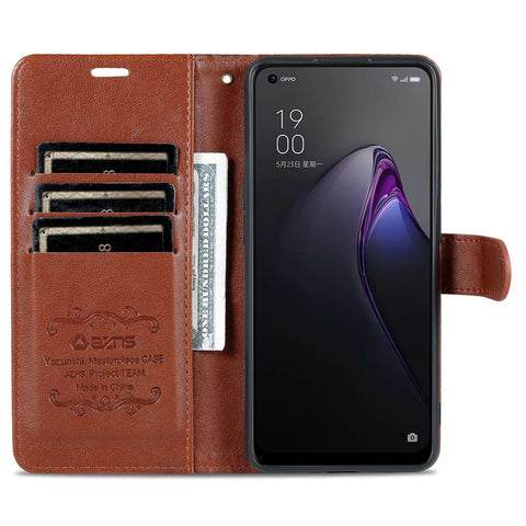 AZNS For Oppo Reno8 5G (Global Version) / Oppo Reno8 5G Anti-scratch Textured PU Leather Stand Flip Cover Magnetic Closure Shockproof Protective Wallet Case