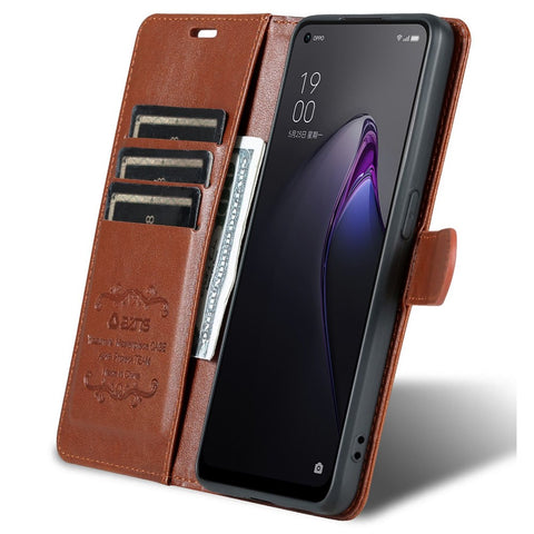 AZNS For Oppo Reno8 5G (Global Version) / Oppo Reno8 5G Anti-scratch Textured PU Leather Stand Flip Cover Magnetic Closure Shockproof Protective Wallet Case