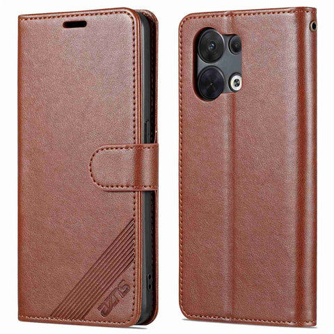 AZNS for Oppo Reno8 Pro 5G (Global Version) / Reno8 Pro+ (China) 5G Well Protection Textured PU Leather Stand Flip Case Wallet Magnetic Closure Shockproof Mobile Phone Cover