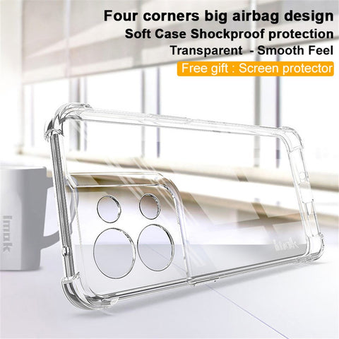 IMAK for Oppo Reno8 5G / Reno8 5G (Global Version) Soft TPU Case Shock-Absorbing Four-Corner Airbag Protection Clear Anti-fall Cellphone Cover with Screen Protector