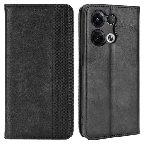 For Oppo Reno8 Pro+ 5G / Reno8 Pro+ 5G (Global Version) Retro Texture PU Leather Stand Wallet Cover Magnetic Auto Closing Phone Case
