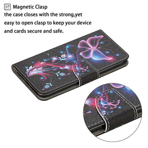 Pattern Printing Cross Texture Phone Case for Oppo A96 4G, PU Leather Wallet Stand Folio Flip Shell with Strap