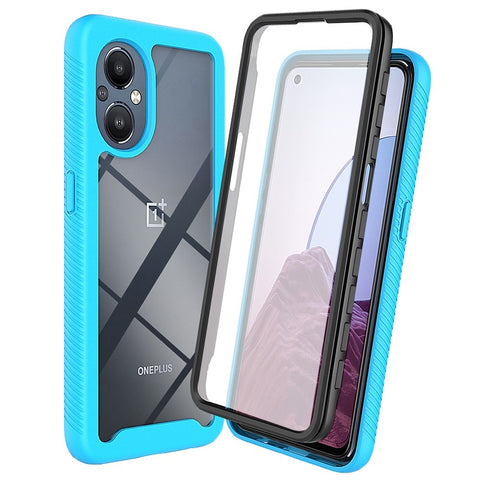 For OnePlus Nord N20 5G/Oppo Reno7 Z 5G/Reno7 Lite 5G/Reno8 Lite 5G Hard PC + Soft TPU Hybrid Case 3-in-1 Shockproof Phone Cover with PET Screen Protector