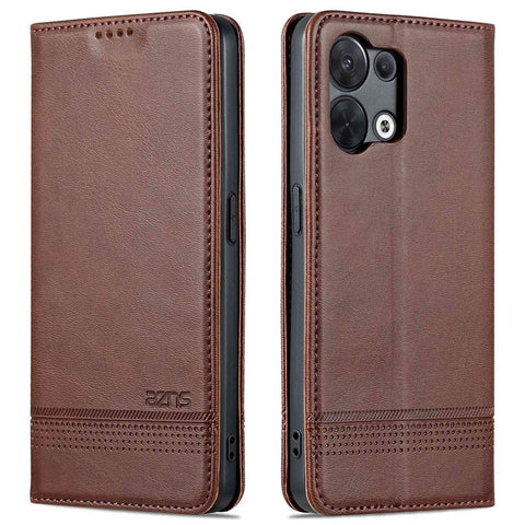 AZNS for Oppo Reno8 5G (Global Version) / Oppo Reno8 5G Anti-fall PU Leather Folio Phone Case Wallet Magnetic Absorption Full Covering Phone Shell Viewing Stand