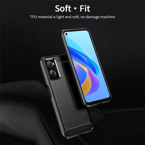 MOFI for Oppo A57 4G / A57s 4G / A57 (2022) 5G / A77 5G / K10 5G / Realme V23 4G / Narzo 50 5G / Q5i Ultra-slim Carbon Fiber Texture Soft TPU Back Cover Brushed Surface Anti-oil Phone Case
