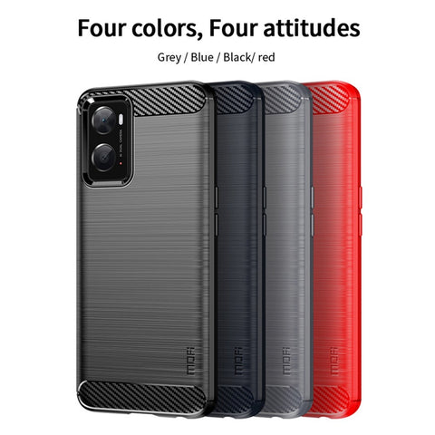 MOFI for Oppo A57 4G / A57s 4G / A57 (2022) 5G / A77 5G / K10 5G / Realme V23 4G / Narzo 50 5G / Q5i Ultra-slim Carbon Fiber Texture Soft TPU Back Cover Brushed Surface Anti-oil Phone Case