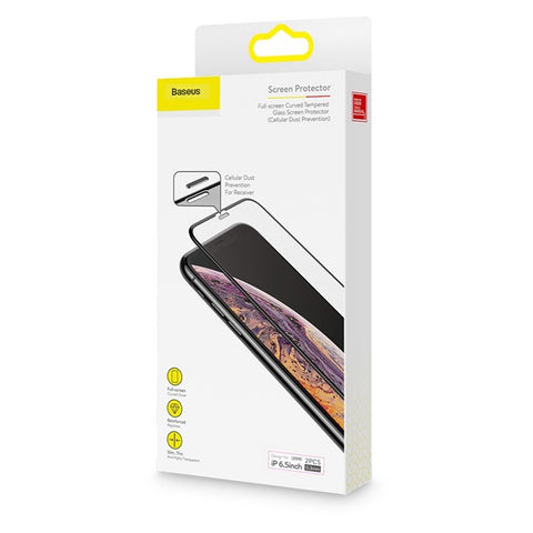 BASEUS for iPhone 11 Pro Max 6.5 inch (2019) / XS Max 0.3mm Anti-blue-ray Full-screen Curved Tempered Glass Screen Shields [2Pcs/Pack]