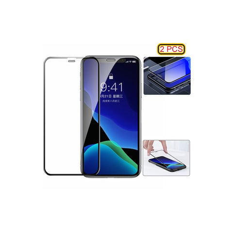 BASEUS for iPhone iPhone 11 Pro 5.8 inch (2019) /XS/X 2 PCS 0.3mm Ultra Thin Anti-dirt Curved Tempered Glass Film+Installation Tool