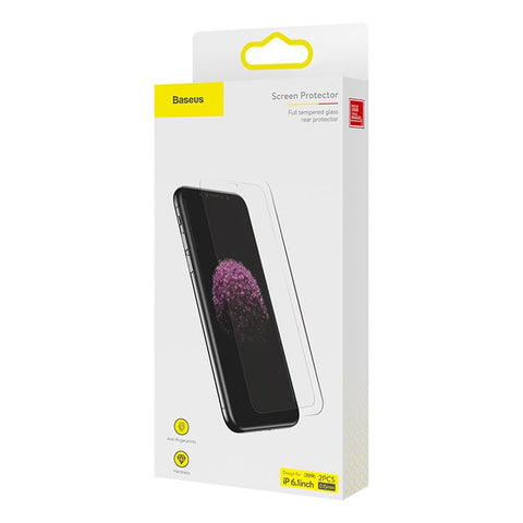 BASEUS 2 PCS 0.15mm Secondary Hardening Full-glass Anti-bluelight Tempered Glass Film+Installation Tool for iPhone 11 6.1 inch (2019) / XR 6.1" (2018)