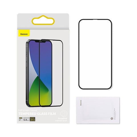 BASEUS 2PCS/Set 0.3mm Curved Full Coverage Tempered Glass Screen Protector Film for iPhone 12 mini