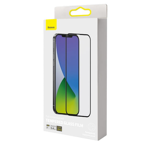 BASEUS 2PCS/Set 0.3mm Curved Full Coverage Tempered Glass Screen Protector Film for iPhone 12 mini