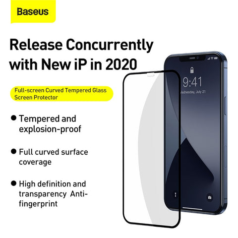 BASEUS 2PCS/Set 0.3mm Curved Full Coverage Tempered Glass Screen Protector Film for iPhone 12 mini