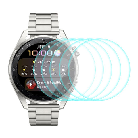 ENKAY HAT PRINCE 5Pcs / Pack 0.2mm 9H Hardness 2.15D Arc Edge Ultra Clear Tempered Glass Screen Film for Huawei Watch 3 Pro 48mm